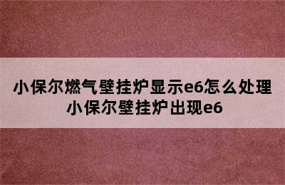 小保尔燃气壁挂炉显示e6怎么处理 小保尔壁挂炉出现e6